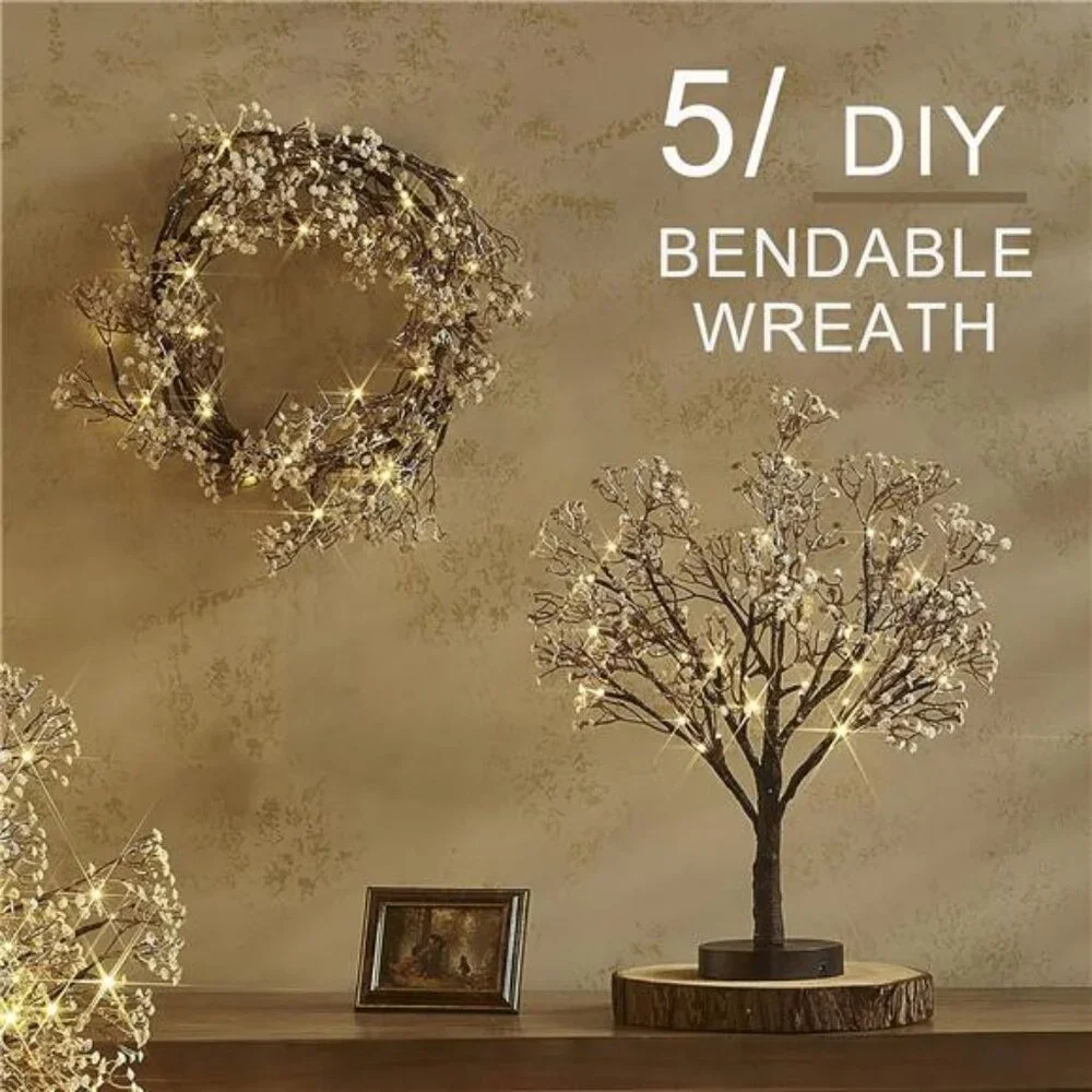 Lighted Garland Flowers for Mantle with Timer Battery 48 LED 6ft Vine Garlands
